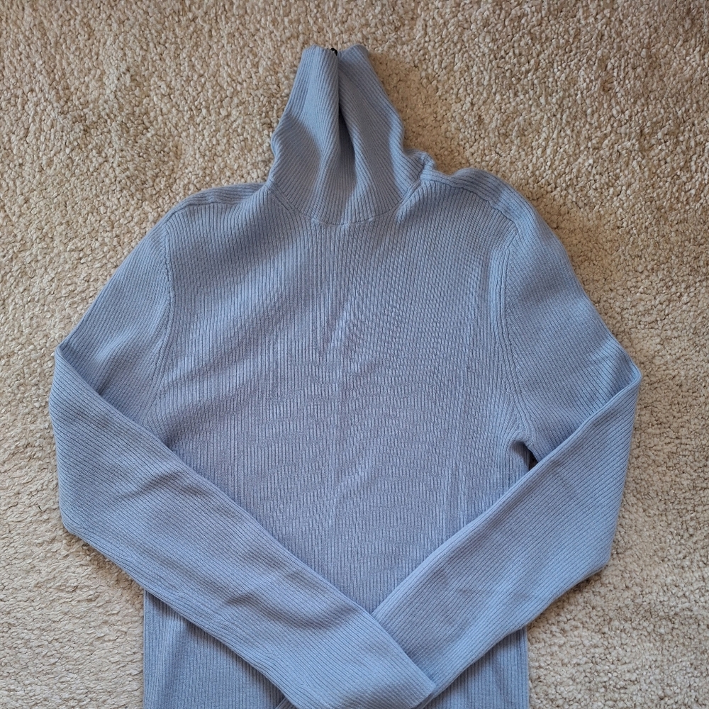 Baby blue 100% wool ribbed Zara turtleneck
